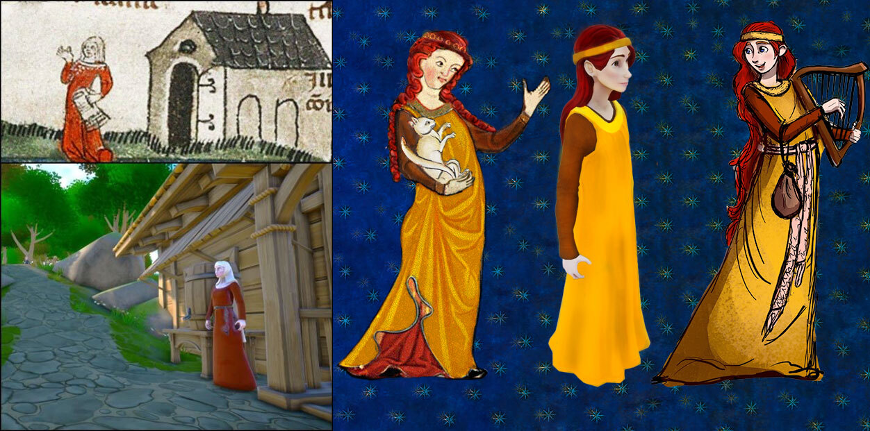 Player characters and NPC’s adapted by Wenche Hellekås from medieval manuscript paintings