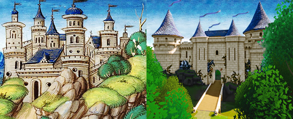 Exterior of ‘Queens Game’ Round Table world-within-a world castle follows medieval illustrations