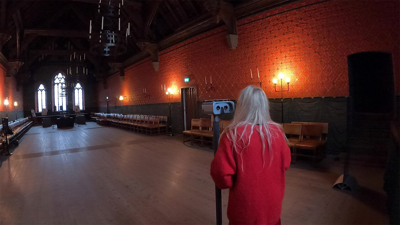 Akershus Castle Great Hall 2022 showing ic3D stereoscopic viewer (Interaktive Oplivelser, Denmark)