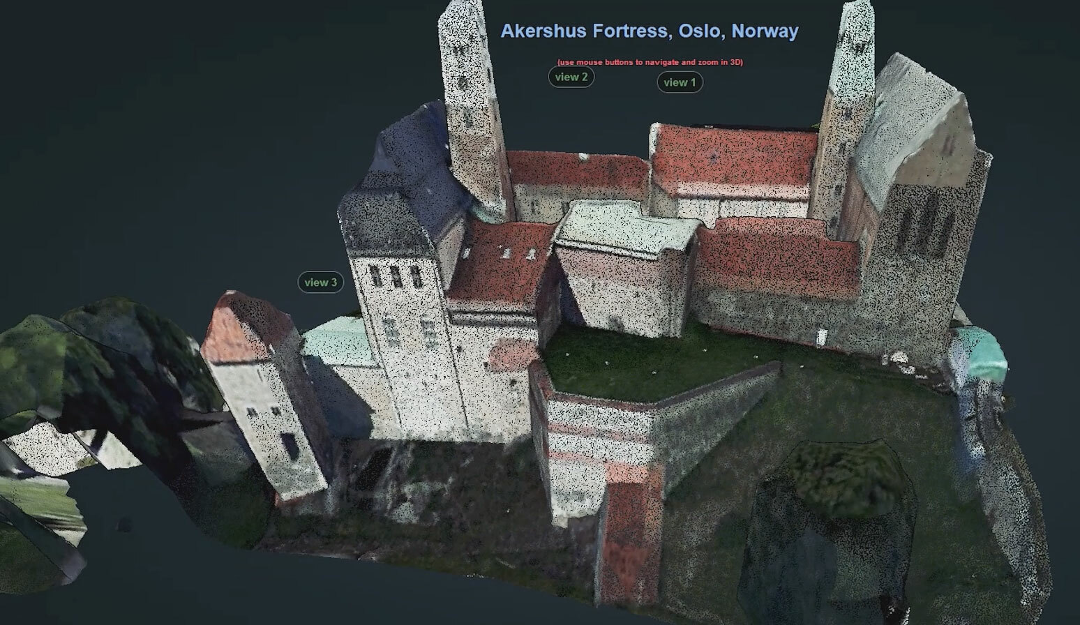 'Point cloud' computer-generated model of Akershus castle and fortress 2023 by Amir Soltani